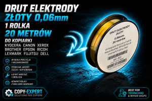 Drut elektrody złoty 0,06mm 1 rolka 20 metrów do kopiarki Kyocera Canon Xerox Brother EPSON Ricoh Lexmark Fujitsu Dell