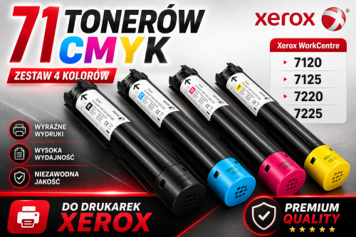 Toner Xerox CMYK (71 szt) WorkCentre 7120 7125 7220 7220T 7225 7225T 006R01464 006R01463 006R01462 006R01461