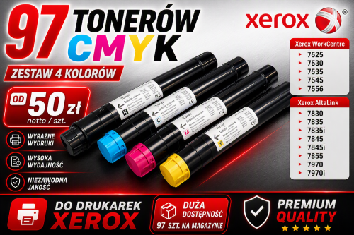 Toner Xerox CMYK (97 szt) 7525 7530 7535 7545 7556 7830 7835 7835i 7845 7845i 7855 7970 7970i